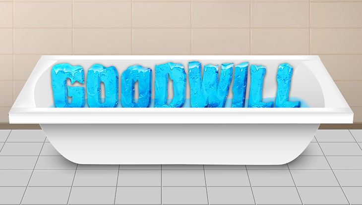 the word Good Will written in a bathtub